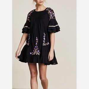 Free People Black Pablo Boho Mini Dress